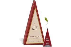 Tea Forte Warming Joy Holiday Premium Assorted Petite Tea Tree Gift Set Sampler of 4 Individually Wrapped Handcrafted Pyramid Infuser Tea Bags, 1 of each Blend