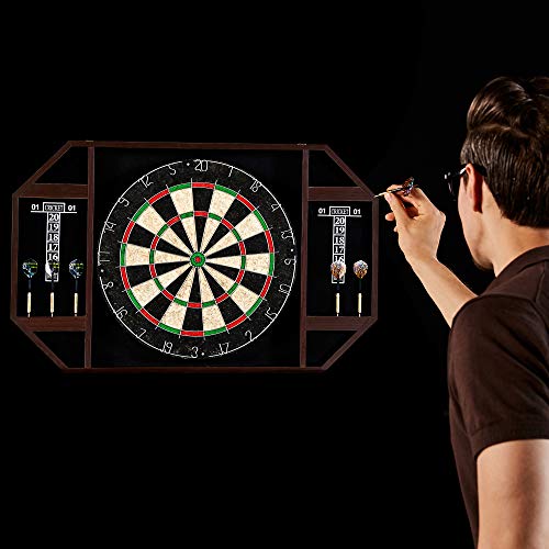 Lancaster DRB100_178P 18 Inch Home Barroom Bristle Dartboard Cabinet w/ Dart Set