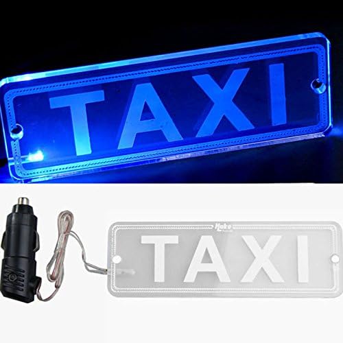 Blue LED Transparent PMMA TAXI Board Neon Light Lamp with Car Charger 12V