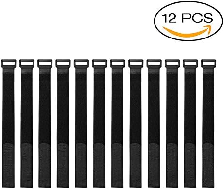 12 inch Reusable Fastening Cable Straps and Cable Ties Set, 12 Pack Hook and Loop Cable Tie Wraps Cinch Cable Tie Down Straps Set