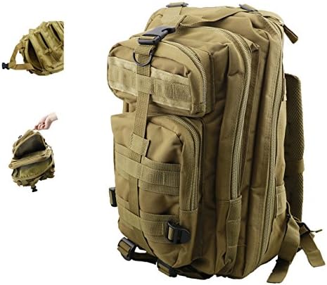 Outdoor Tactical Backpacks Large Capacity 3P Assault Pack Rucksacks for Outdoor Hiking Camping Trekking Hunting Tan Waterproof