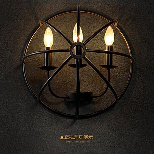 Wall Lights,American Industrial Retro Wind Rail Shelf 3 Restaurant Wall Light Personal Coffee Bar Aisle Iron Decorative Wall Lamp,400*220mm,Rust color [Energy Class A+++]