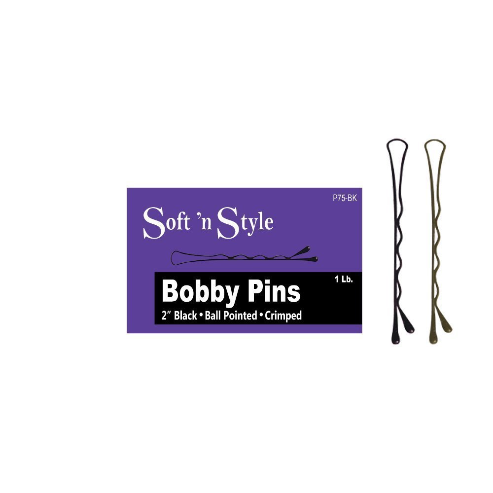 SOFT 'N STYLE Beauty Salon Spa Styling 2" Black Bobby Hair Pins 1 lb HC-P75BLK : Hair Pins : Beauty