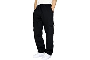 symoid Men's Fleece Cargo Sweatpants Open Bottom Drawstring Baggy Joggers Loose Fit Tech Athletic Workout Gym Pants