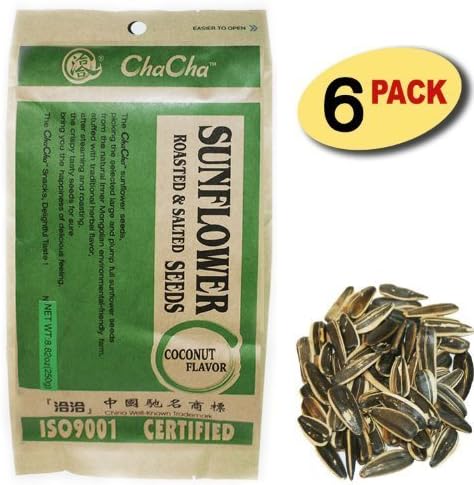 Chacha Sunflower Roasted and Salted Seeds (Coconut Flavor) 250g X 6 Bags by QIAQIA FOOD CO., LTD [Foods]