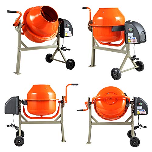 2-1/5 Cu Ft Electric Concrete Cement Mixer Mortar Mixing Stucco Seeds Portable Barrow Machine,Orange