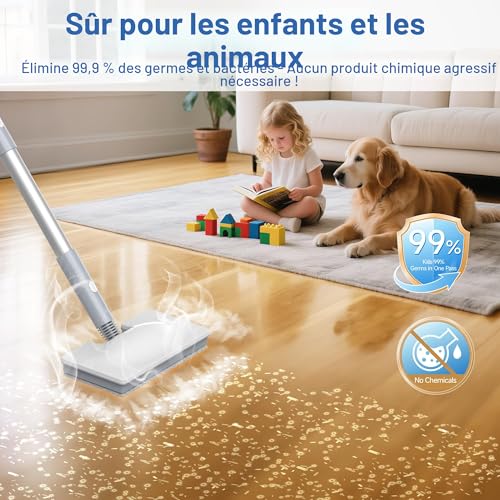 Ariceck FV07 Multifunction Steam Mop | 6 in 1 | Fast Heating in 15 Seconds | Eliminates 99.9% of Bacteria and Mites | Compatible with Hardwood Floors and Tiles