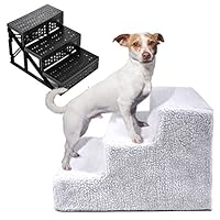 neotheroad Pet Stairs Small Dogs Cats Ramp Ladder Portable for High Bed White