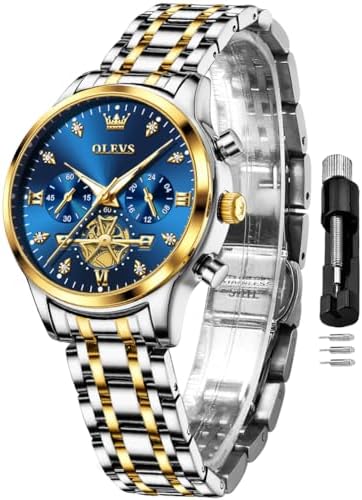 Amazon.com: OLEVS Blue Womens Watch Fashion Dress Diamond  display picture 1