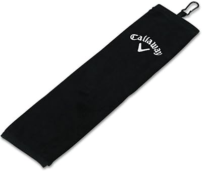 Callaway Trifold Towel Black 16 x 21 Cotton Carabineer Absorbent
