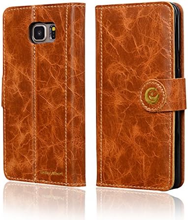 Note5 Case, Grand Albert Note5 Wallet Case N920 Case [Cognac-brown] - Premium Retro Recovery Genuine Leather Wallet Cover with [Card Slots] and [Strap] for Samsung Note5 N920 (Note5 Cognac-brown)