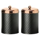 Amici Home Collection, 7CDI031S2R, Ashby Copper Metal Storage Canister, Set of 2, 38 ounces each, Medium, Black/Gold