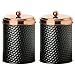 Amici Home, 7CDI031S2R, Ashby Collection Hammered Finish Black Matte Metal Storage Canister, Push Top Copper Tone Lid, Food Safe, 38 Ounces (Medium) Set of 2