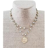 startwithstone Gold Coin Cross Charm Necklace Choker Amazonite Stone Faith Gifts For Her