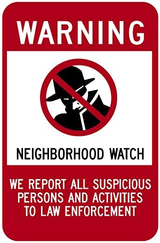 Highway Traffic Supply Aluminum Sign, Legend "Neighborhood Watch" with Graphic, 10" high x 7" wide, Black/Red on White