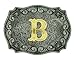 RIDE AWAY Initial Letters Western Style Cowboy Rodeo Gold/Silver Large Belt Buckles (Letter B)