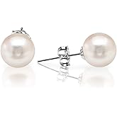 PAVOI Handpicked AAA+ 14K Gold Round White Freshwater Cultured Pearl Earrings | Pearl Earrings for Women