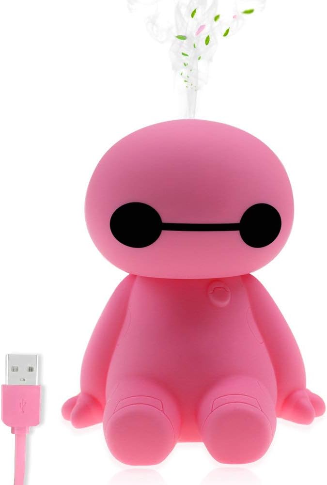 Freall Mini Humidifier USB Cable Portable Cool Mist Air Purifier 120ml LED Light Improve Air Quality Whisper Diffuser For Car,Outdoor,Driving,Travelling,Indoor,Home, Bedroom, Office,Desktop (Pink)