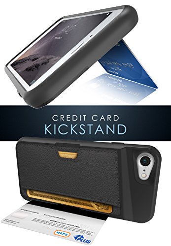 Smartish iPhone 7/8 Wallet Case - Wallet Slayer Vol. 2 [Slim Protective Kickstand] Credit Card Holder for Apple iPhone 8/7 (Silk) - Black Onyx - Thumbnail 2
