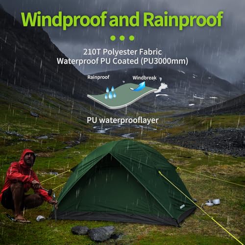 JAICOM Camping Tent, Ultralight 3-4 Seasons Tent, Anti UV and Waterproof, Double Door Ventilation, Easy to Install, Ideal for Camping, Backpacking, Holiday Activities and Families