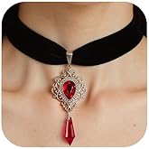 YGBDS Gothic Choker Necklace for Women Black Red Crystal Blood Drop Pendant Velvet Choker Victorian Vintage Halloween Jewelry Vampire Witch Costume Accessories