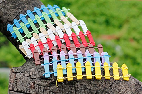 CUGBO 20Pcs Mini Wood Picket Fence Miniature Fairy Garden Micro-landscape Accessory Kits Home Garden Outdoor Decoration Ornaments Plant Pots Bonsai DIY Craft Decor