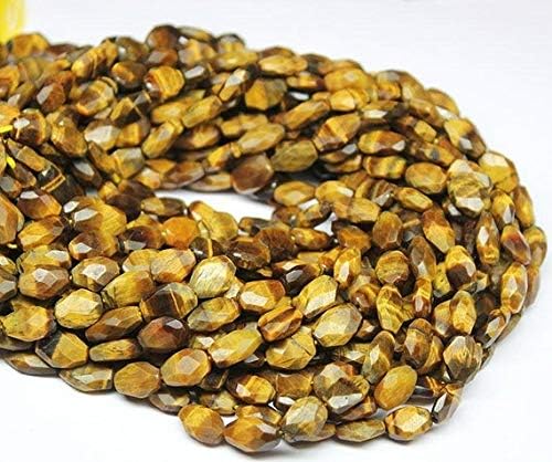 1 Strand Tiger Eye Oval Faceted 13'' Long Strand Gemstone Beads, Jewelry Supplies for Jewelry Making, Bulk Beads, for Meditation Jewellery for Reiki Healing Mystic Gemstone 8mm to 13mm