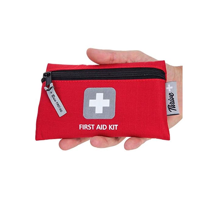 Thrive Travel Essentials Mini First Aid Kit - 66 FSA HSA Approved Products Includes Multi-Sized Bandage, Wipes, Safety…