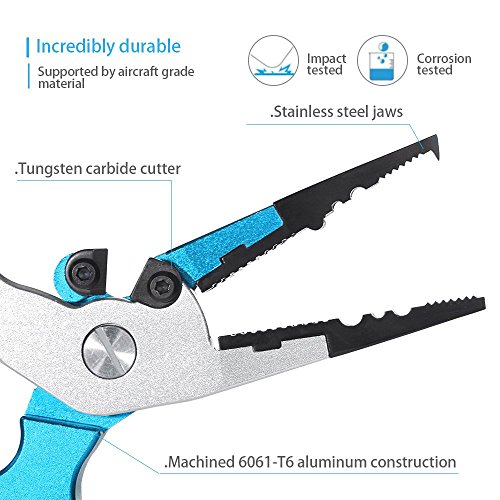 image for Bisgear Aluminum Fishing Pliers Split Ring Tool Fishing Line Braid Cut