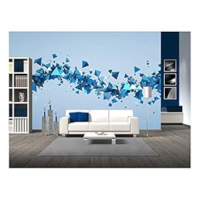 Abstract 3D Rendering of Chaotic Particles. Background of Pyramids in Empty Space. - Removable Wall Mural | Self-Adhesive Large Wallpaper - 66x96 inches