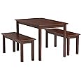 Amazon.com - Zinus Juliet Espresso Wood Dining Table with Two Benches ...