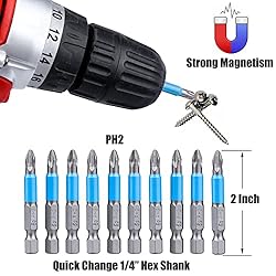 Yakamoz 10Pcs Phillips Bits #2 Magnetic Screwdriver