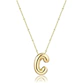 craftsmanscore Initial Necklaces for Women,Bubble Initial Necklace Gold Bubble Letter Necklace Jewelry Gift for Her Girlfriend Sister Mother