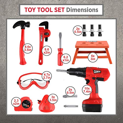 STEAM Life Kids Tool Set for Boys with Power Toy Drill, Toddler Tool