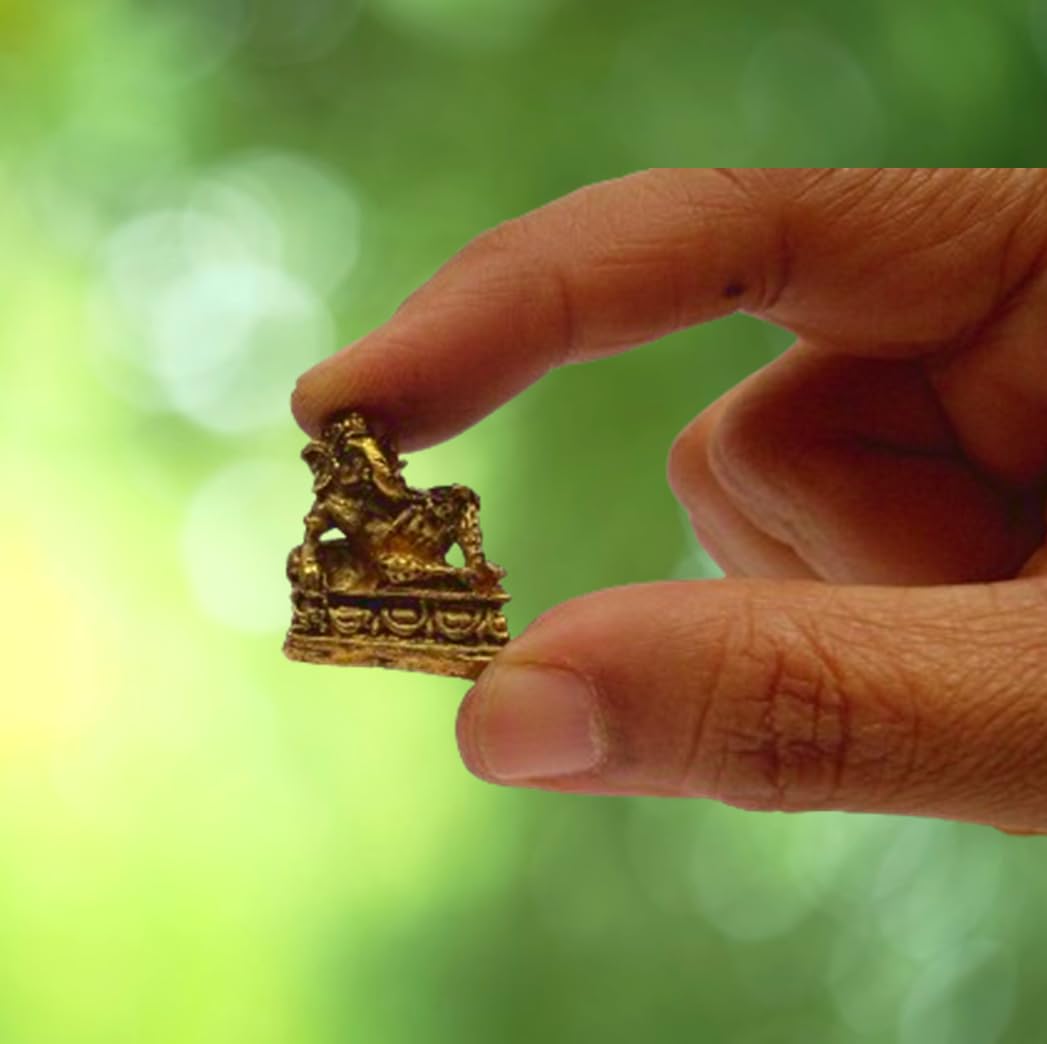 Purpledip Rare Miniature Statue Atal Ganesha in Resting Posture, Unique Collectible Gift (11398)