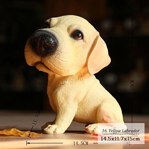 FULL WERK Premium Simulation Resin Doll Mini Dashboard Decorations Car Home Ornaments Best Birthday Holiday Gift with Black Non-slip Mat (Yellow Labrador #16)