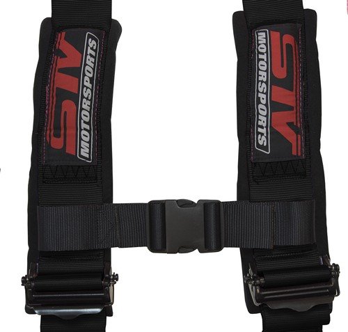 STVMotorsports 4 Point Shoulder Harness Set - 2" Pads - Universal H-Type - Bolt in - Latch and Link Quick Release - for Off-Road, UTV, Trucks, Side by Side (Pair) (Black)