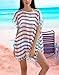 Yonala Women's Stripe Chiffon Trim Beachwear Bikini Cover-Up,Stripe,One Size