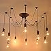 Vintage Edison Ceiling Pendant Lamp Industrial Light Fixture Adjustable Black Chandelier,1/3/5 Heads (3 Heads)
