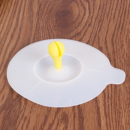 Whitelotous Silicone Cup Lid - Bean Sprouts Dustproof Reuseable Magic - Tea Coffee Cover Lid (Yellow)