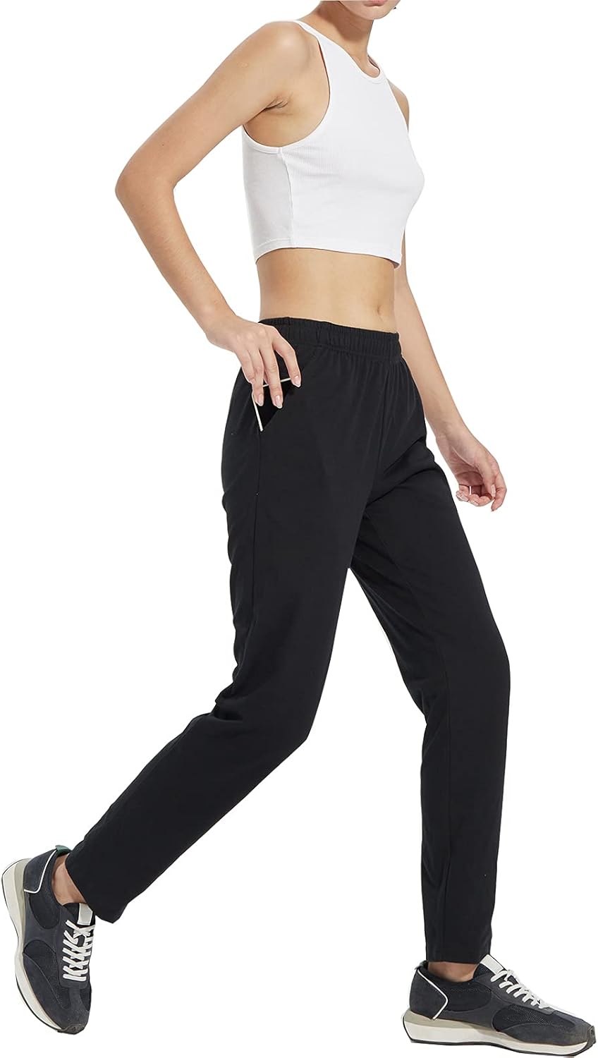 Women's Athletic Sweatpants Casual Running Sports Pants Lightweight Straight Leg Joggers with Pockets: Clothing