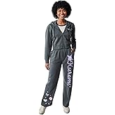 Bioworld Kuromi Hearts & Bows Women's 2-Pack Charcoal Long Sleeve Crop Hoodie & Joggers Combo Set