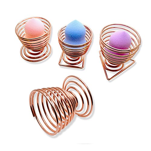 Rumfo 3 Pack Makeup Sponge Holders Powder Puff Sponge Support Display Stand Makeup Beauty Sponge Blender Holder Drying Rack Stand Cosmetic Tool Makeup Organizer (Round, Triangle, Square) (Rose Gold) - Thumbnail 2