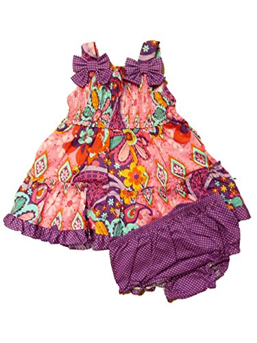 Youngland Infant & Toddler Girls Pink Floral Sequin Ruffled Dress Sundress 18m