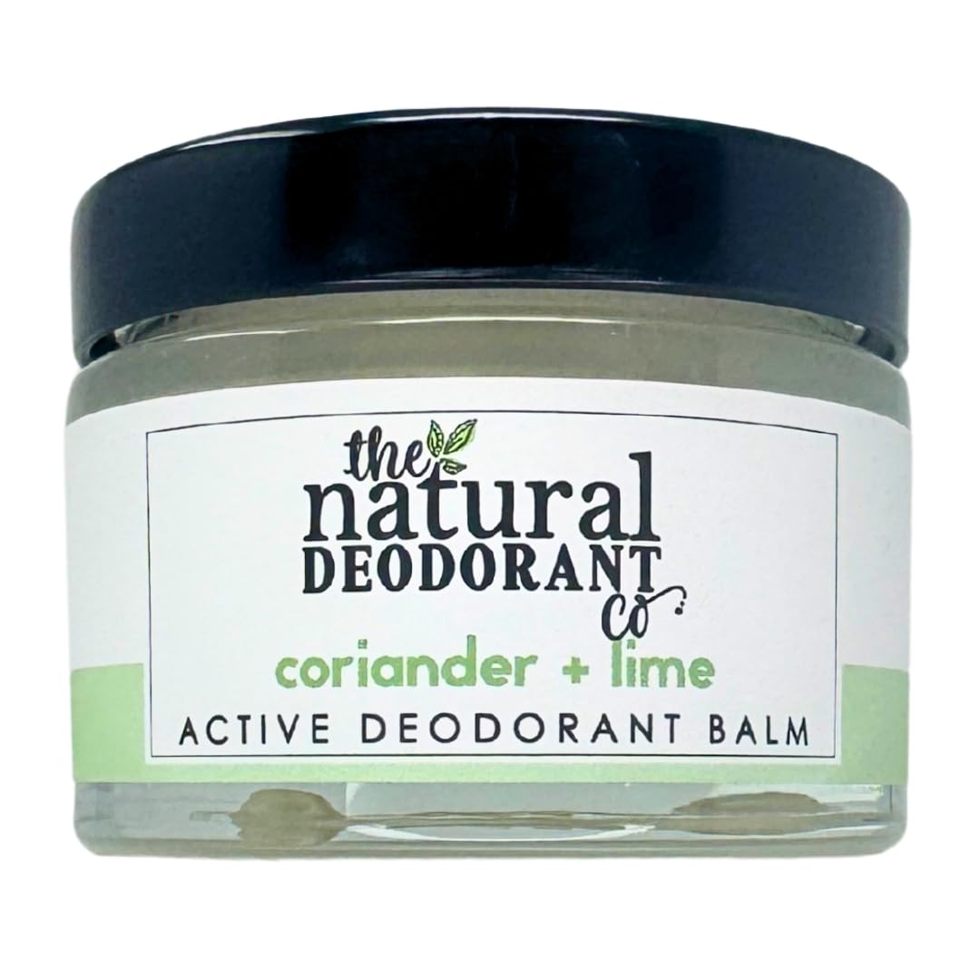 The Natural Deodorant Co, Active Deodorant Balm Coriander & Lime 55g, Aluminium Free, Plastic Free, Extra Strength