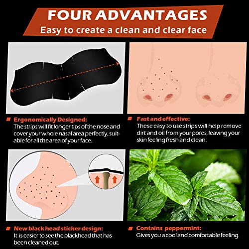 BAGLAK Blackhead Remover Pore Strips , 28 Men Charcoal Nose Strips for Blackhead Removal Oily Skin - Thumbnail 4