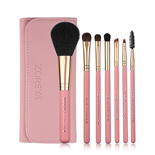 Makeup Brushes, ZOREYA Professional Makeup Brush Set Premium Synthetic Blending Blush Eye Shadow Eyebrow Eyelash Concealer Face Powder Brush Cosmetics Brushes Kit with Bag(7 Pcs)