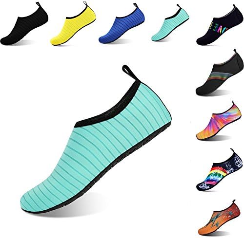 OOLIVUPF Water Sports Shoes Barefoot Beach Pool Shoes Quick Dry Aqua Yoga Socks for Men Women Green 38/39
