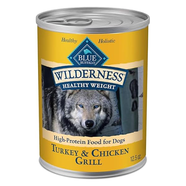 BLUE BUFFALO WILDERNESS ADULT WET DOG FOOD, HEALTHY WEIGHT, HIGH-PROTEIN AND GRAIN-FREE, TURKEY & CHICKEN RECIPE, 12.5-OZ. CAN