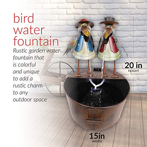 Alpine Corporation 20" Tall Outdoor Metal Crow Water Fountain Yard Art
